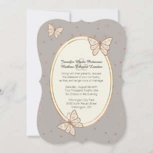 Taupe und Rose Goldschmetterlingshochzeit Einladung