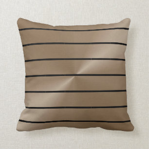 Taupe-und Schwarz-Bleistift-Streifen Kissen