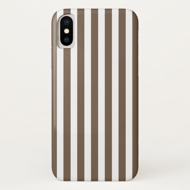 Taupe und Streifen mit weißem Süßigkeiten Case-Mate iPhone Hülle (Rückseite)