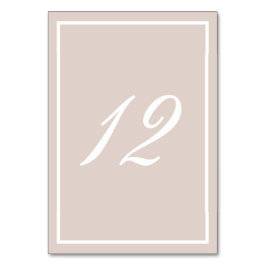 Taupe und White Calligraphy Tischnummer