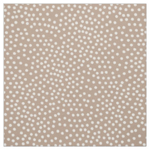 Taupe und White Random Polka Dot Gepunktet drucken Stoff
