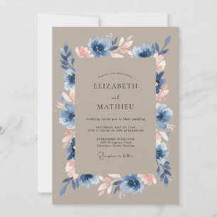 Taupe Verfeinerte Anemone Hochzeit Einladung