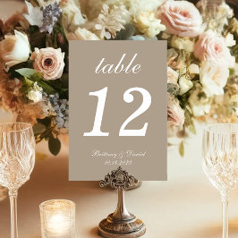 Taupe Wedding Calligraphy Einfache Script-Neutrals Tischnummer