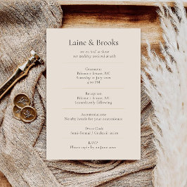 Taupe Wedding Details Card | Minimal Elegant Info  Begleitkarte