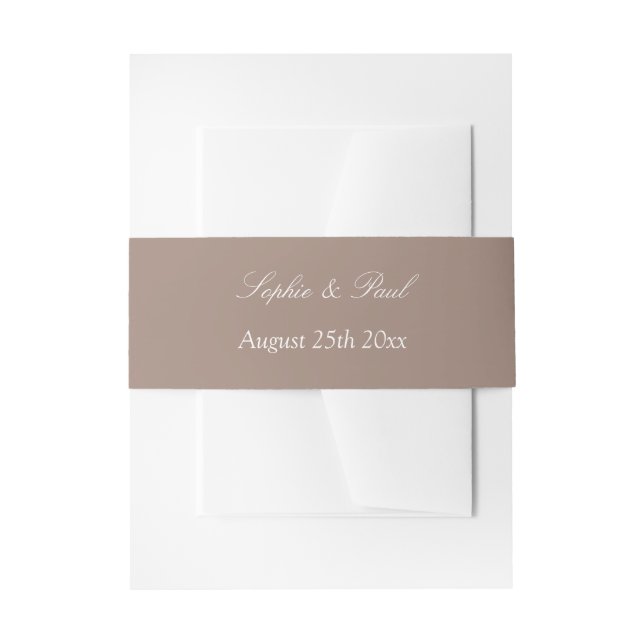 Taupe Wedding Invitation Bly Band (Vorderseite Beispiel)