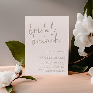 Taupe & White Minimalistisch Script Bridal Brunch Einladung