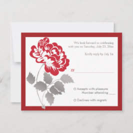 Taupe, White, Red Peony Repcard Einladung