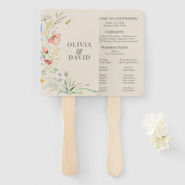 Taupe Wildblume Meadow Wedding Program Fächer
