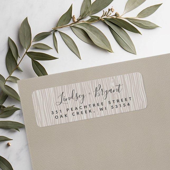 Taupe Wood Grain Personalisierte Rücksendeadresse (Von Creator hochgeladen)