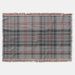 Taupegrauer schwarzer roter riesiger Tartan Decke