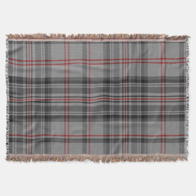 Taupegrauer schwarzer roter riesiger Tartan Decke (Vorderseite)