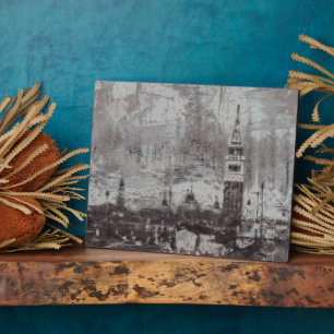 Taupes und Cyan-Distressed-Skyline Venedig Italien Fotoplatte