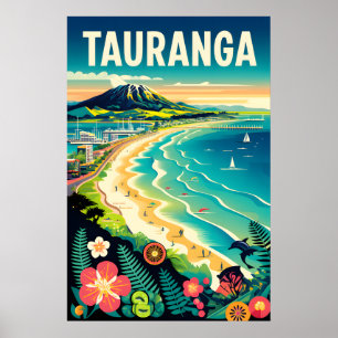 Tauranga Neuseeland Retro-Reiseposter-Kunst Poster