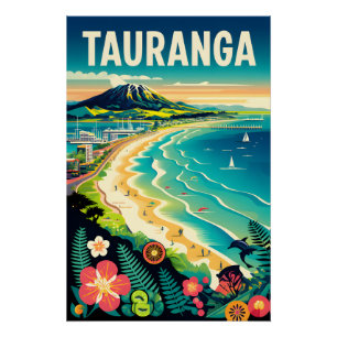 Tauranga Neuseeland Retro-Reiseposter-Kunst Poster