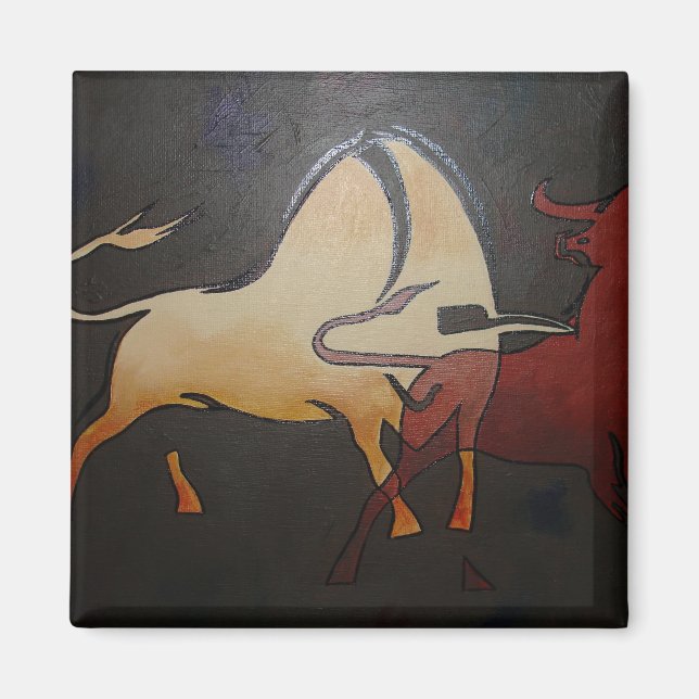 Taurean Bulls Abstrakte Kunst Magnet (Vorne)