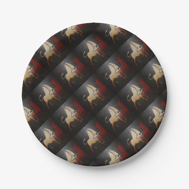 Taurean Bulls Abstrakte Kunst Pappteller (Vorderseite)