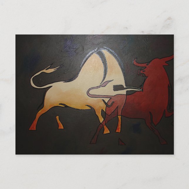 Taurean Bulls Abstrakte Kunst Postkarte (Vorderseite)
