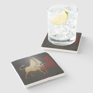Taurean Bulls Abstrakte Kunst Steinuntersetzer