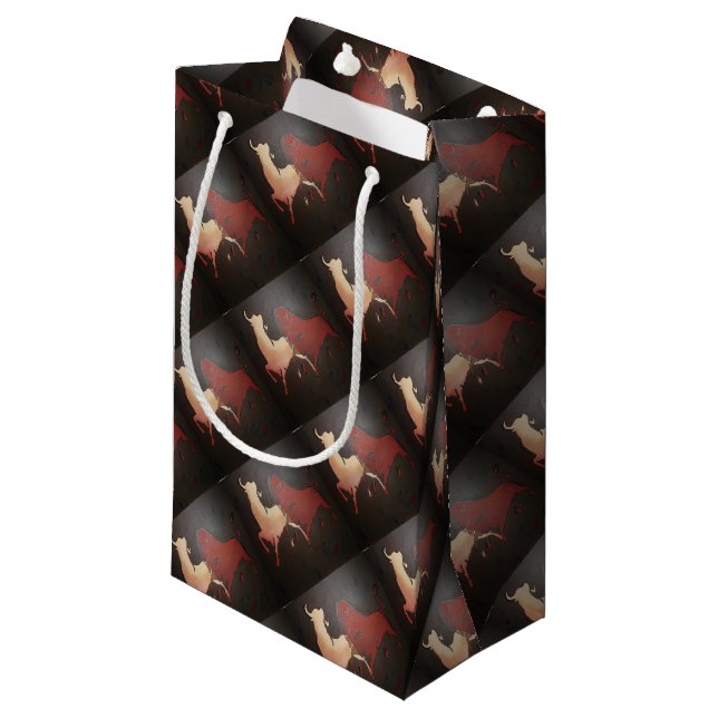 Taurean Bulls Art Kleine Geschenktüte (Vorderseite Schrägansicht)