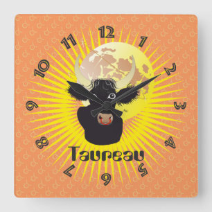 Taureau 21 avril au 20 mai Horloges Quadratische Wanduhr
