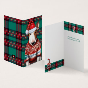 Taureau de vacances Terrier Chien rouge Vert Plaid