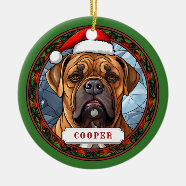 Taureau Mastiff Cercle en céramique ornement (Devant)