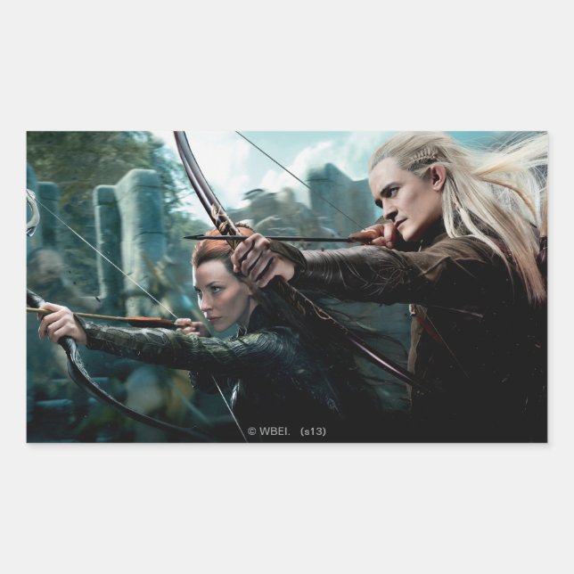 TAURIEL™ und LEGOLAS GREENLEAF™ Movie Poster Rechteckiger Aufkleber (Vorderseite)