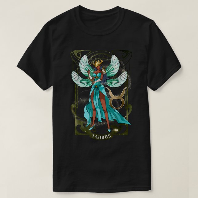 Taurus Anime Birthday Fairy Fairies Taurus Black G T-Shirt (Design vorne)