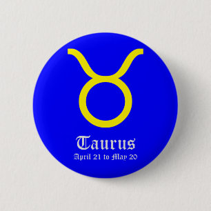 TAURUS ASTROLOGIC SIGN, SYMBOL ZODIAC BUTTON