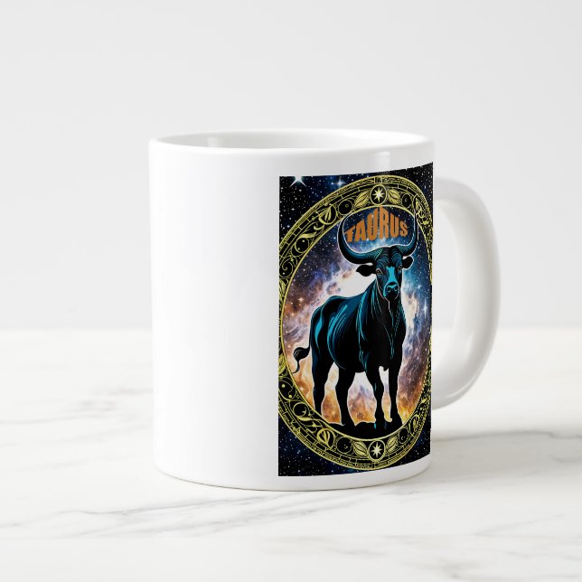 Taurus-Astrologie Jumbo-Tasse (Vorderseite Rechts)