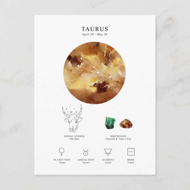 Taurus Astrologisches Zeichen Postkarte (Vorderseite)