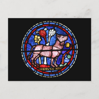 Taurus Astrology Festgehaltene Glasfenster Postkar Postkarte