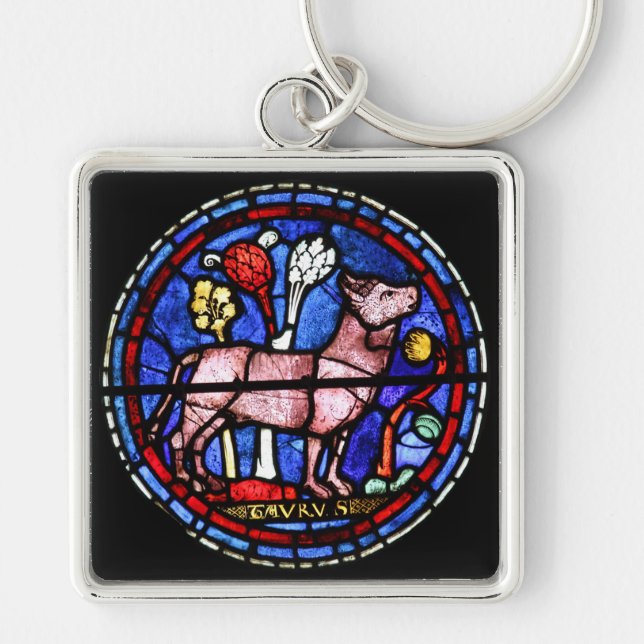 Taurus Astrology Festglasfenster Schlüsselanhänger (Vorne)