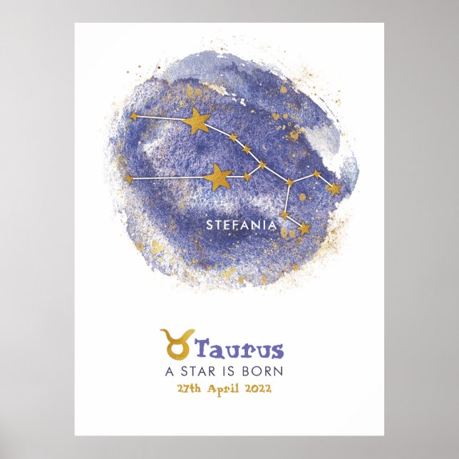 Taurus Baby Name Zodiac Starry Kinderzimmer Poster (Vorne)
