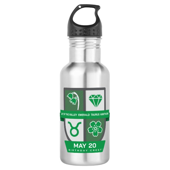 Taurus Birthday Crest™ for May 1-20 Edelstahlflasche (Vorderseite)