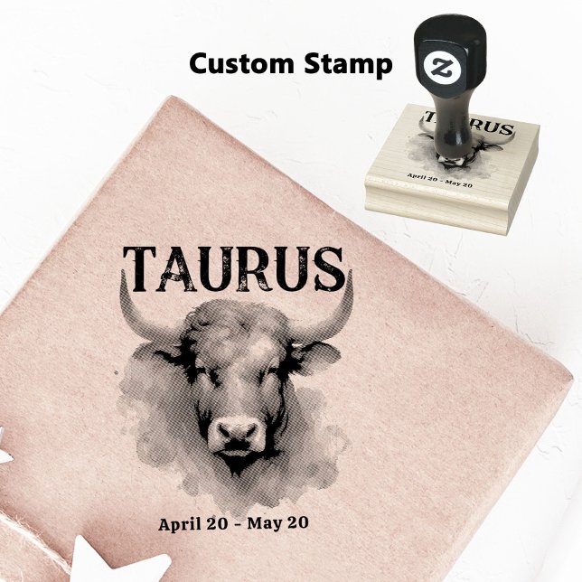 Taurus Bull Astrologie Zodiac Sign Custom Geburtst Gummistempel (Coordinate Your Taurus Zodiac-Themed Party with Extras Like This Customizable Stamp!)