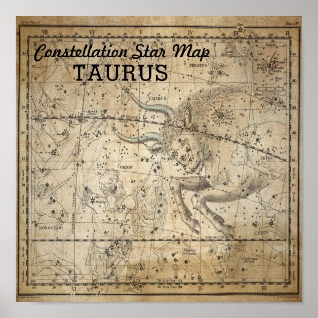 Taurus Bull Constellation Star Map May Poster (Vorne)
