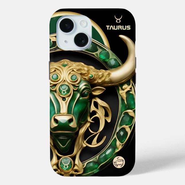 Taurus Bull, Emerald und Gold Personalisiert Case-Mate iPhone Hülle (Rückseite)