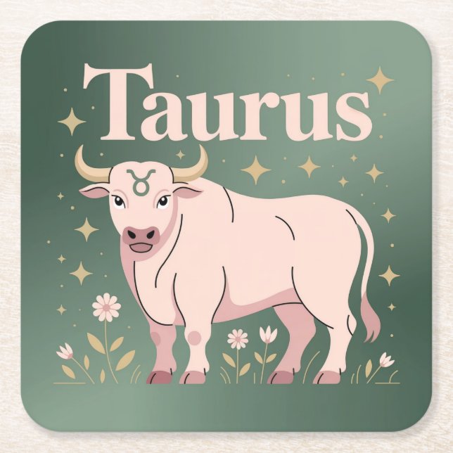 Taurus Bull Starry Blume Untersetzer Set (Vorderseite)