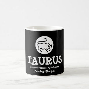 Taurus Bull Vrishabha Sanskrit bedeutet Schwarz-we Kaffeetasse