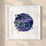 Taurus Bull-Zeichen des Zodiac Custom Geburtsdatum Foliendrucke<br><div class="desc">Personalisierter Stier zodiac Geburtsdatum echte Folie Wand Kunstdruck. Ein wunderschöner personalisierter Astrologie-Themenprint mit einem tiefen Marinespiel und einem lila Nachthimmel mit unserem handgezeichnet Taurus-Stier, Konstellation und Sternen in echter Goldfolie. Ein personalisiertes Geburtstagsgeschenk für den Astrologen. Design von Moodthology Papery. *Bitte beachten Sie, dass der Rahmen nicht im Lieferumfang enthalten ist,...</div>