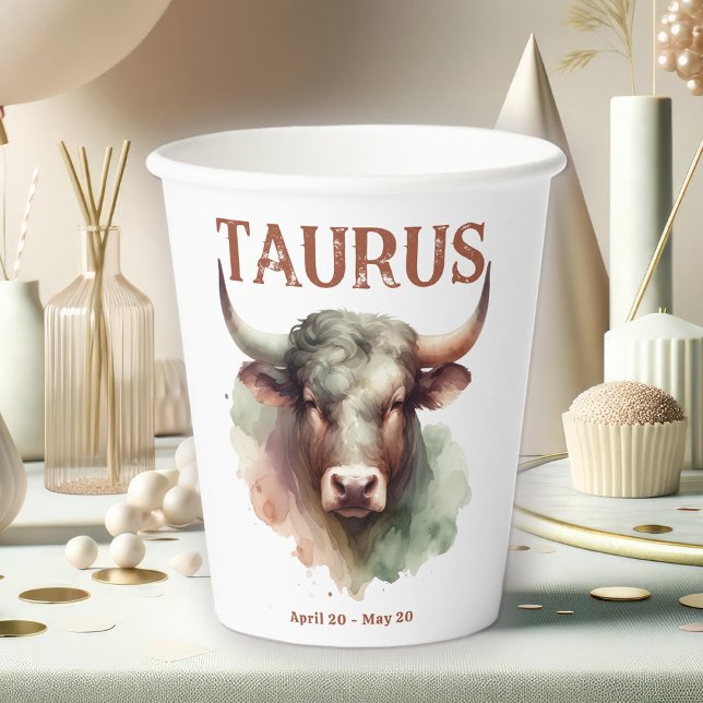 Taurus Bull Zodiac Geburtstagsparty Pappbecher (Coordinate Your Taurus Zodiac-Themed Party with Extras Like These Paper Cups!)