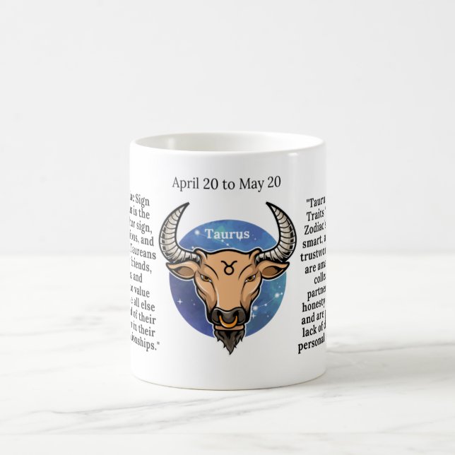 Taurus Café Mug pour les amateurs de Zodiac (Centre)