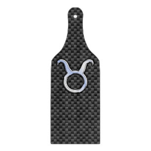 Taurus Chrome like Zodiac Sign on Carbon Fibre Schneidebrett