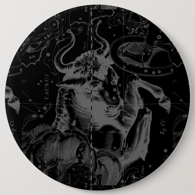 Taurus Constellation Hevelius Dekor 1690 Button (Vorderseite)