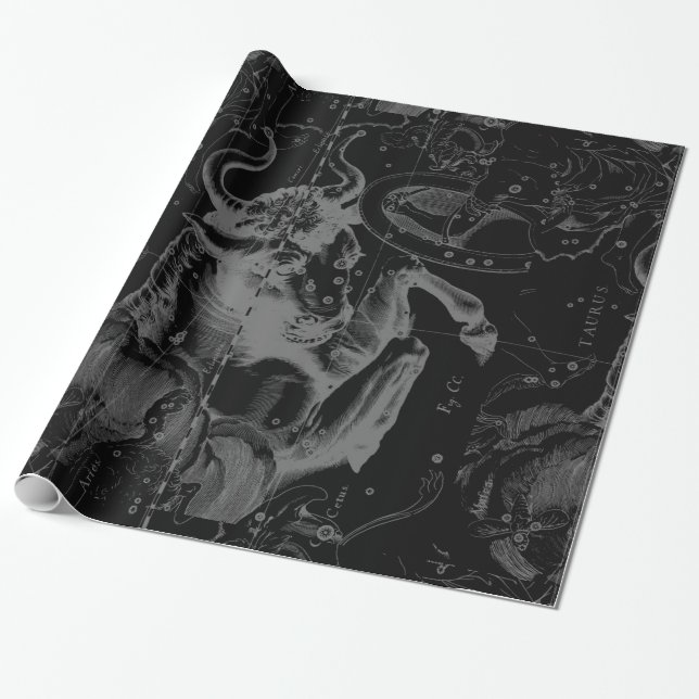 Taurus Constellation Karte Hevelius 1690 auf Schwa Geschenkpapier (Ungerollt)