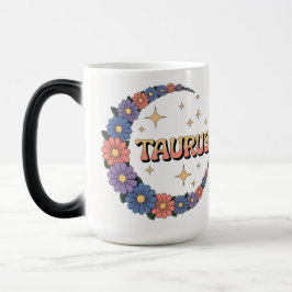 Taurus Crescent Moon Flowers Morphing Mug Verwandlungstasse