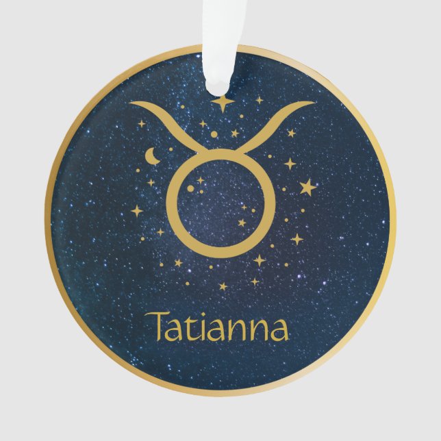 Taurus Das Bull Zodiac-Symbol Gold personalisiert Ornament (Vorderseite)
