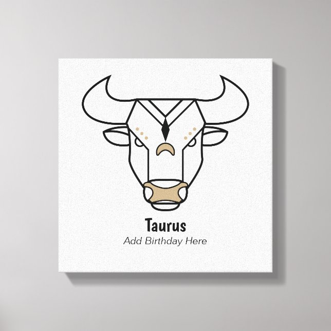 Taurus der Stier Schwarzes Gold personalisiert zod Leinwanddruck (Vorderseite)