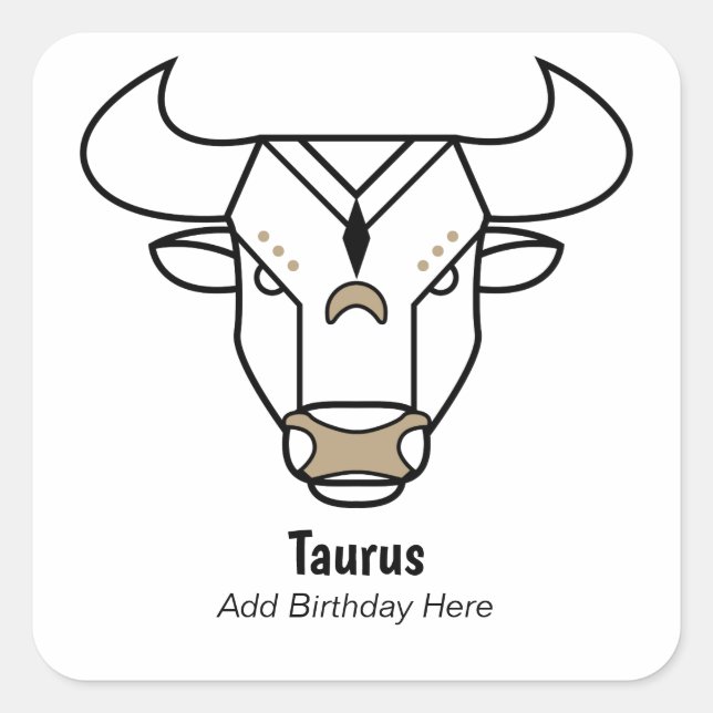 Taurus der Stier Schwarzes Gold personalisiert zod Quadratischer Aufkleber (Vorderseite)